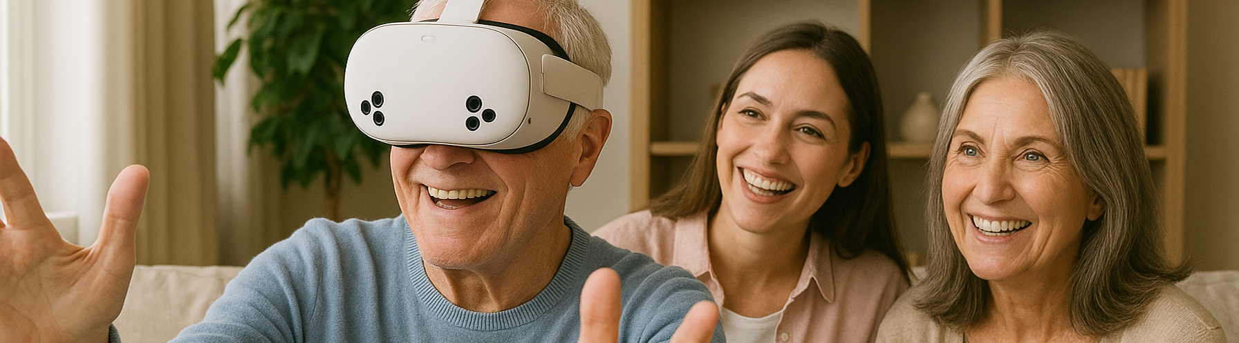 Patient using a VR headset with a therapist